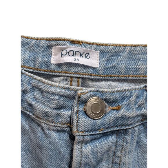 New Parke Denim Shorts Light Wash Baggy Cut Offs Size 28 TikTok Famous - Picture 3 of 11